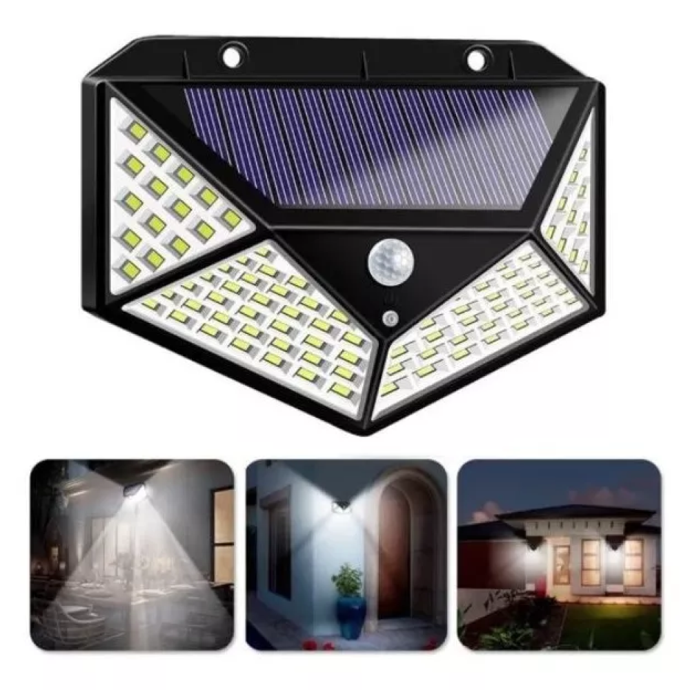 4 Apliques Solar 100 Led Sensor De Mov